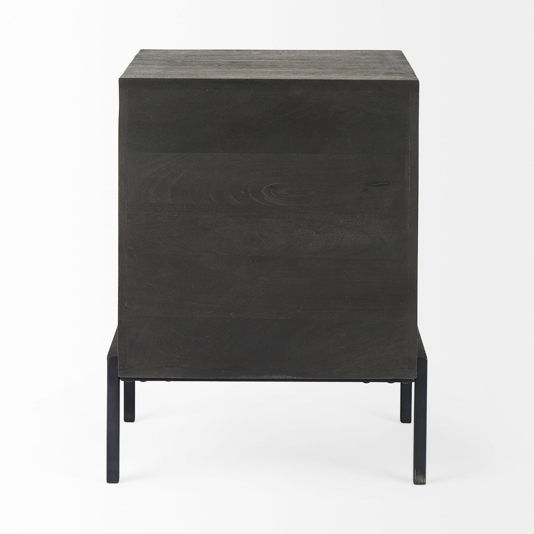 Arelius Black-Brown Wood W/ Black Metal Frame End/Side Table Dining Room Mercana