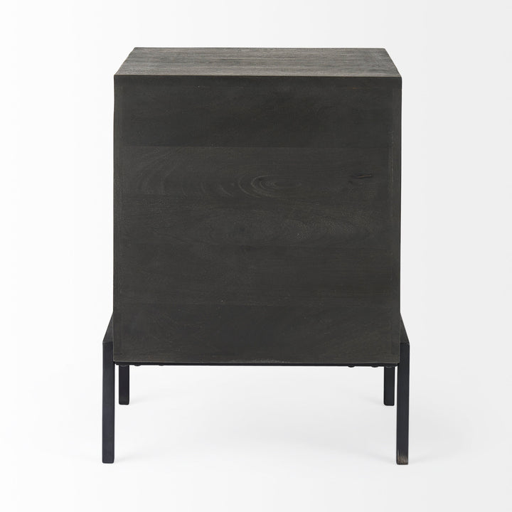 Arelius Black-Brown Wood W/ Black Metal Frame End/Side Table Dining Room Mercana