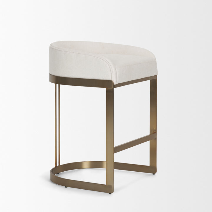 Hollyfield II Cream Fabric Seat W/ Gold Metal Base Counter Stool Dining Room Mercana