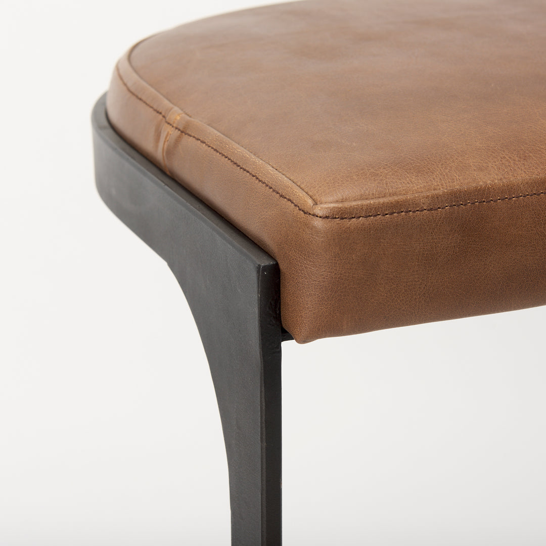 Tyson Brown Leather W/ Metal Frame Counter Stool Dining Room Mercana