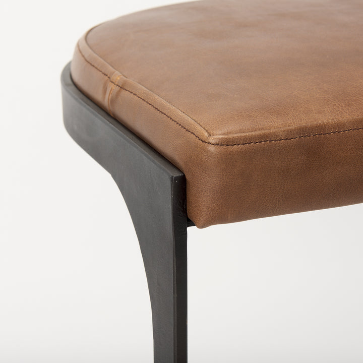 Tyson Brown Leather W/ Metal Frame Counter Stool Dining Room Mercana