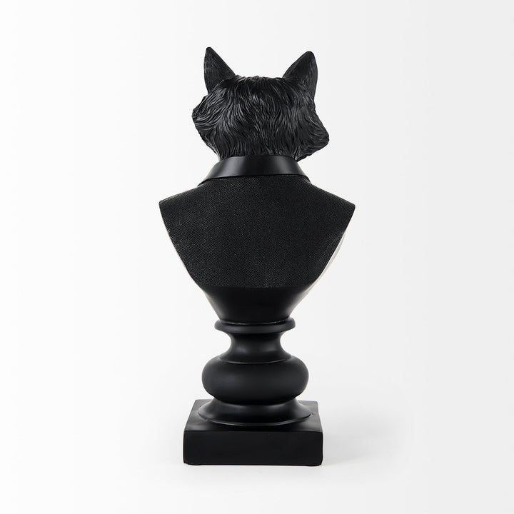 Murray Black Painted Resin Fox in a Suit Bust Decor Mercana