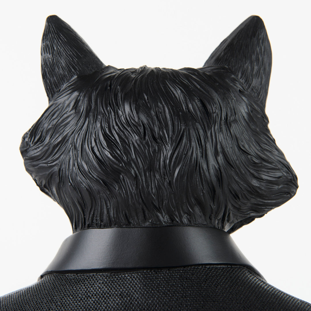 Murray Black Painted Resin Fox in a Suit Bust Decor Mercana