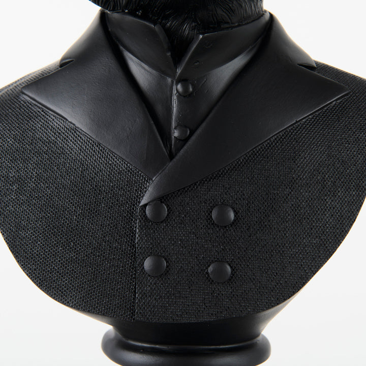Murray Black Painted Resin Fox in a Suit Bust Decor Mercana