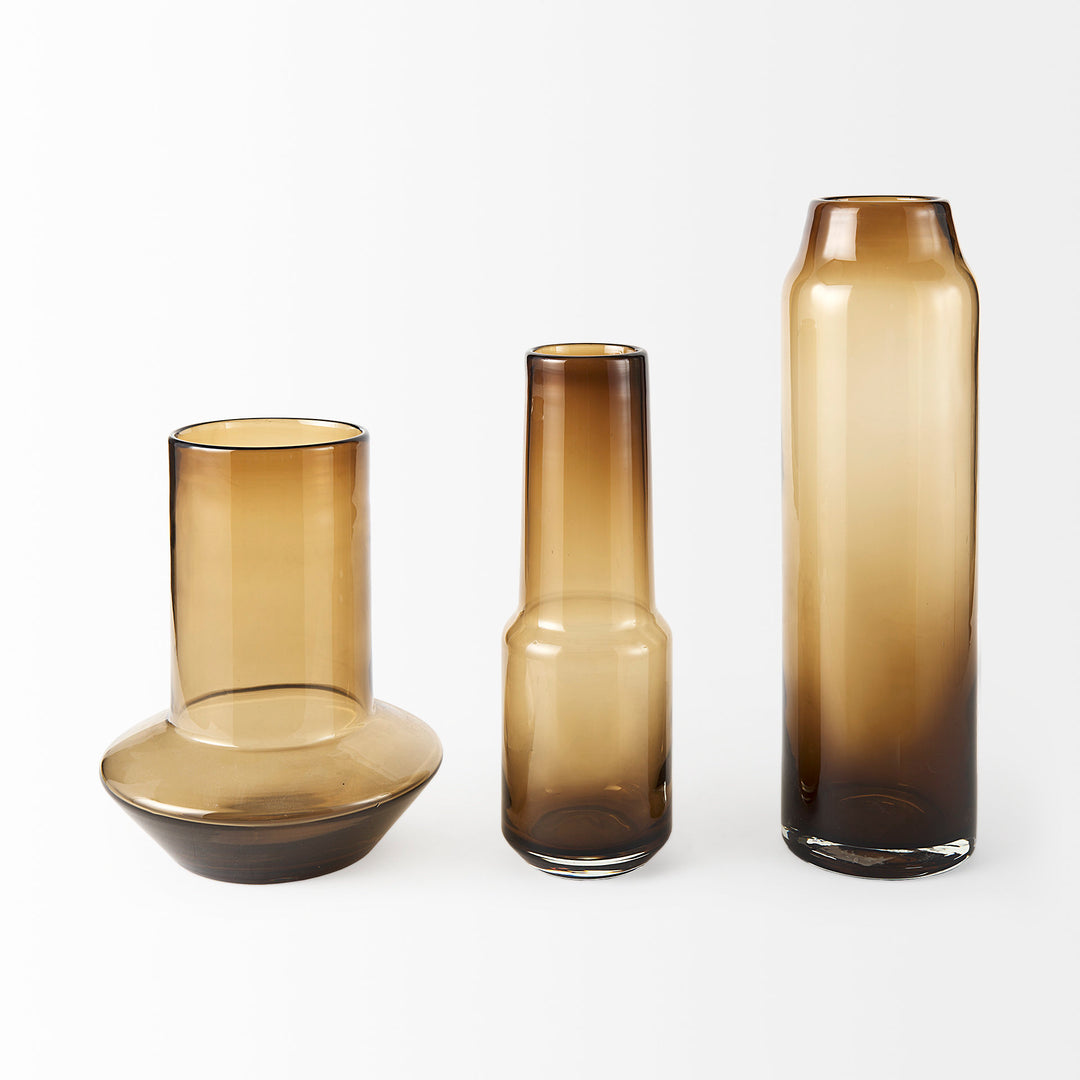 Amrita Golden Brown Glass Vase Decor Mercana