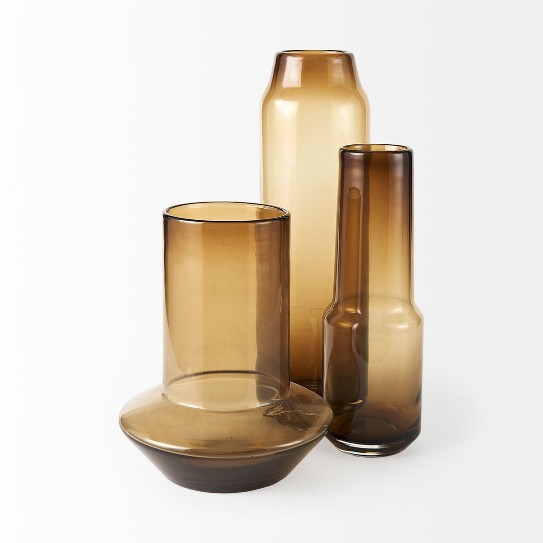 Amrita Golden Brown Glass Vase Decor Mercana