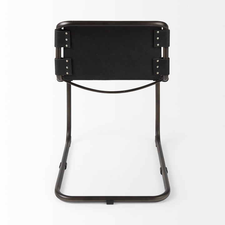 Berbick 33" Total Height Black Leather w/ Iron Frame Dining Chair Living Room Mercana