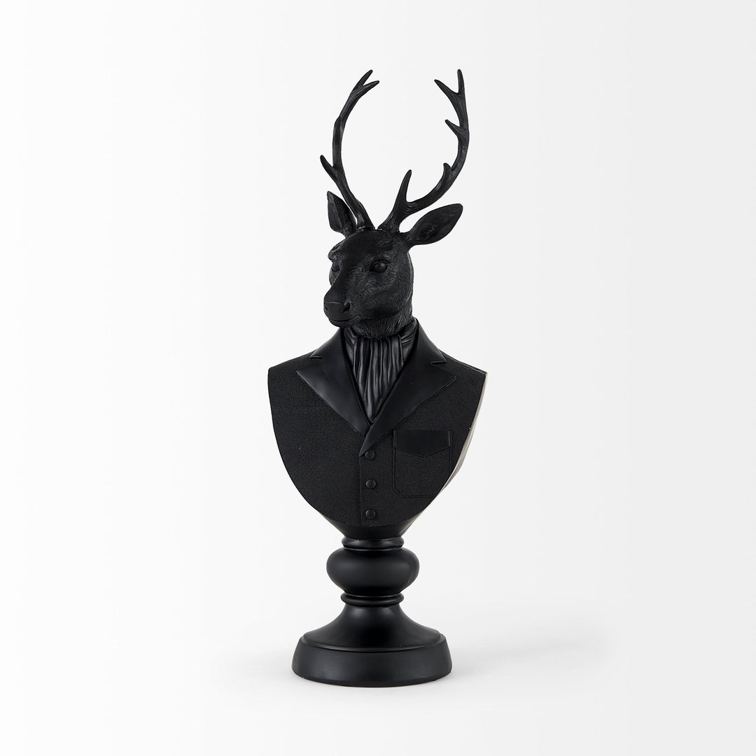 Mozart Black Painted Resin Deer Bust Decor Mercana