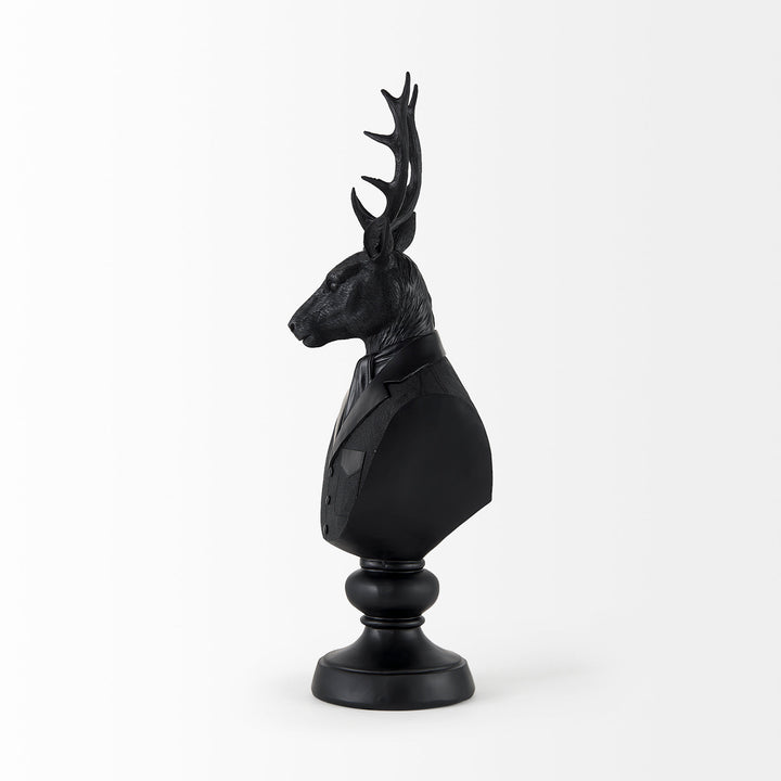 Mozart Black Painted Resin Deer Bust Decor Mercana