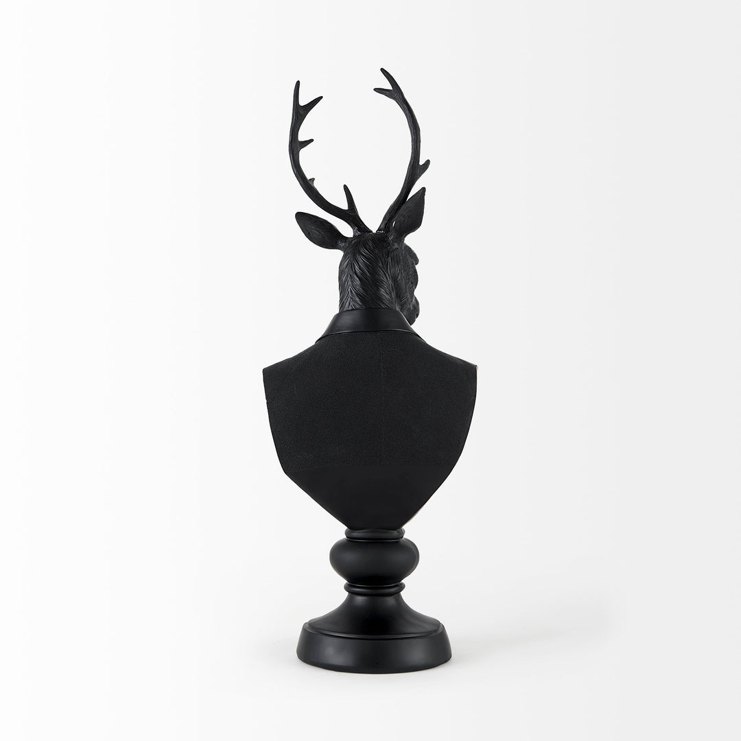 Mozart Black Painted Resin Deer Bust Decor Mercana