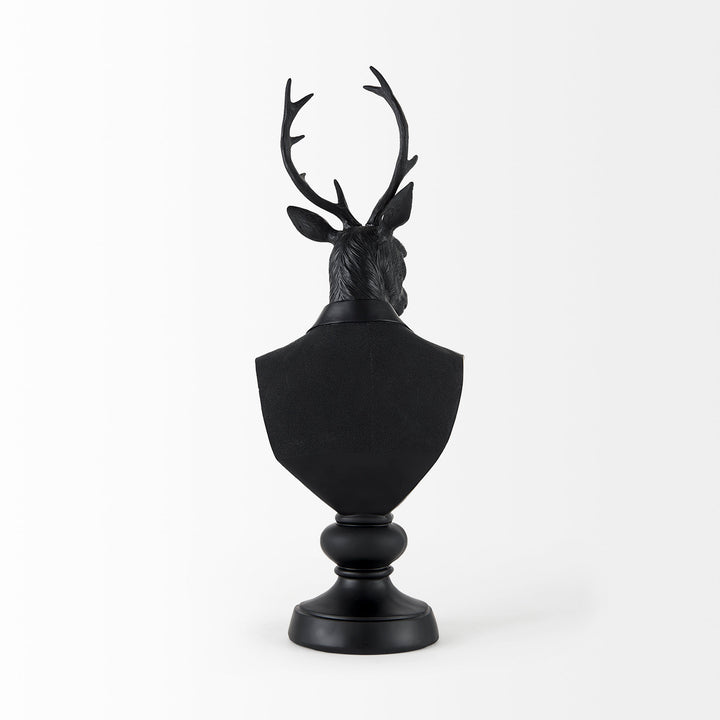 Mozart Black Painted Resin Deer Bust Decor Mercana