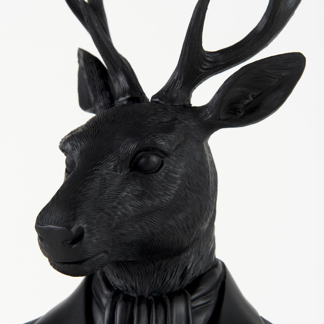 Mozart Black Painted Resin Deer Bust Decor Mercana