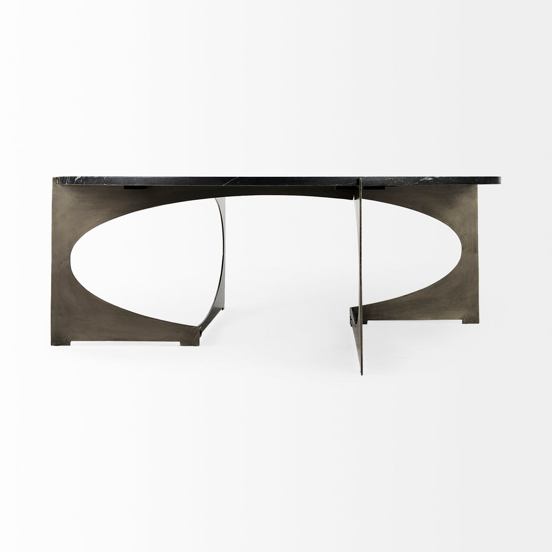 Reinhold III Black Marble Top Iron Coffee Table Living Room Mercana