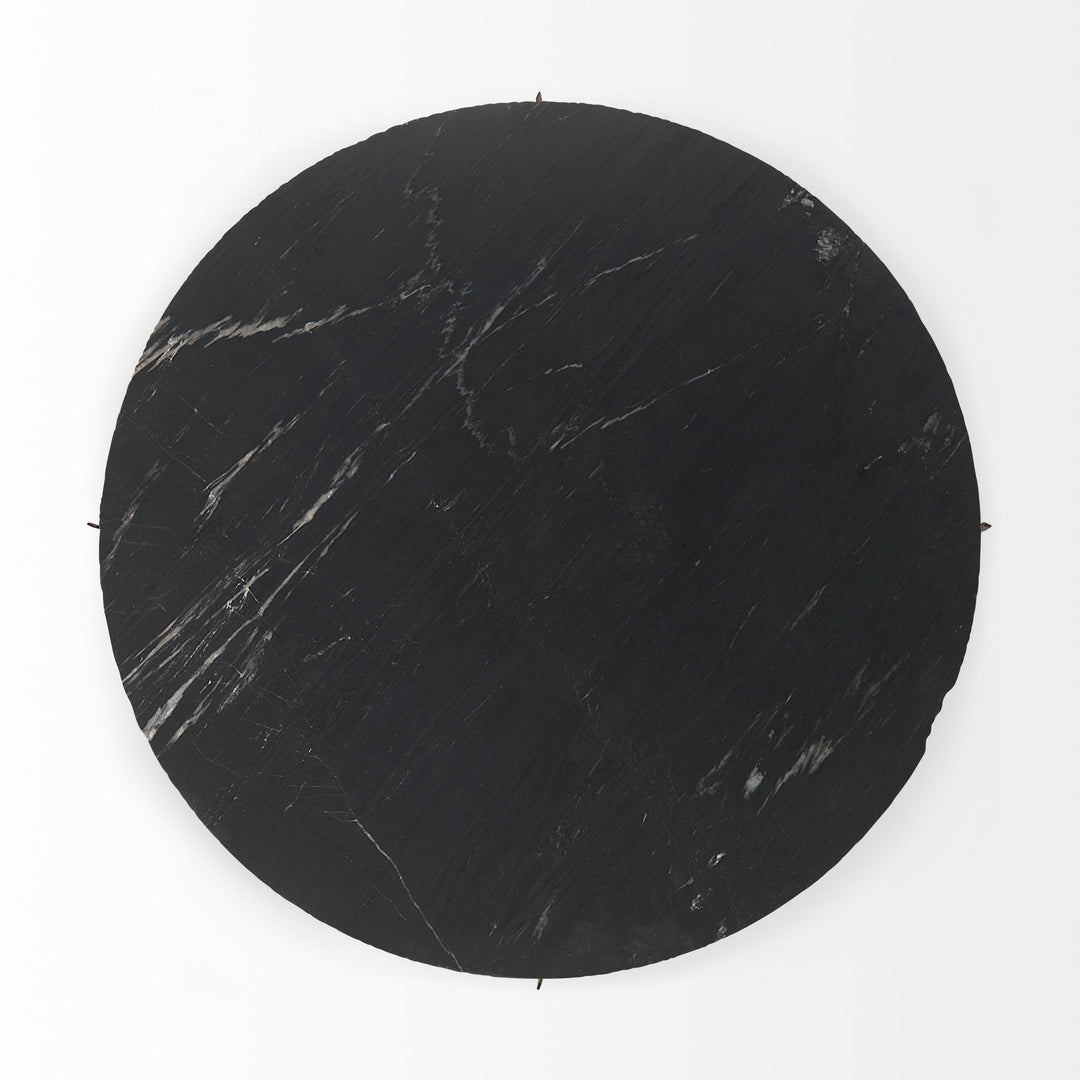 Reinhold III Black Marble Top Iron Coffee Table Living Room Mercana