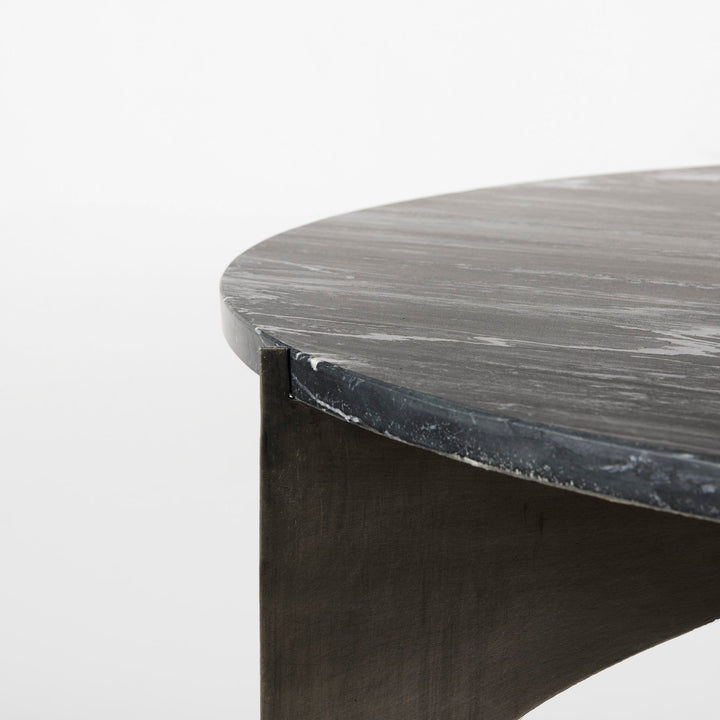 Reinhold III Black Marble Top Iron Coffee Table Living Room Mercana