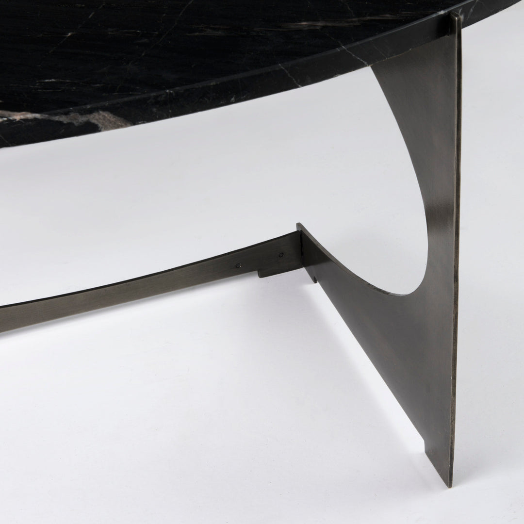 Reinhold III Black Marble Top Iron Coffee Table Living Room Mercana
