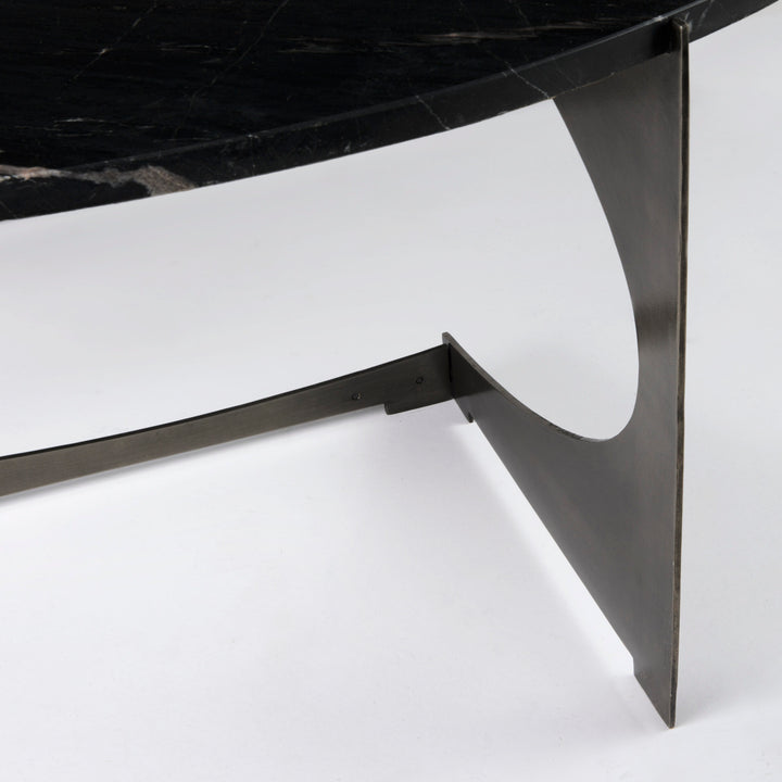 Reinhold III Black Marble Top Iron Coffee Table Living Room Mercana