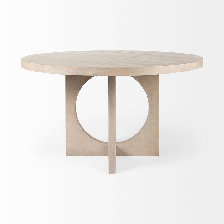 Liesl Barely Gray Finished Wood W/ Circular Top Dining Table Dining Room Mercana