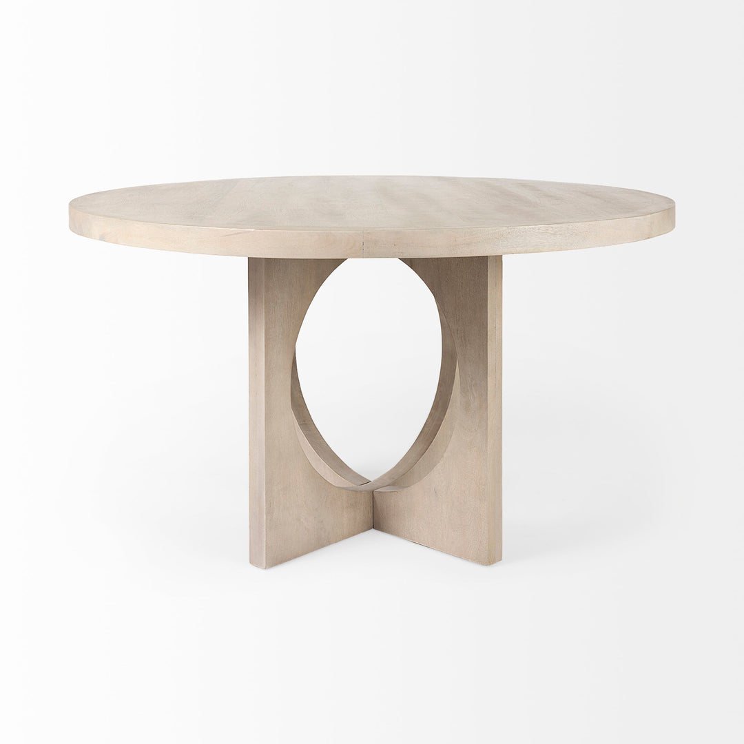 Liesl Barely Gray Finished Wood W/ Circular Top Dining Table Dining Room Mercana