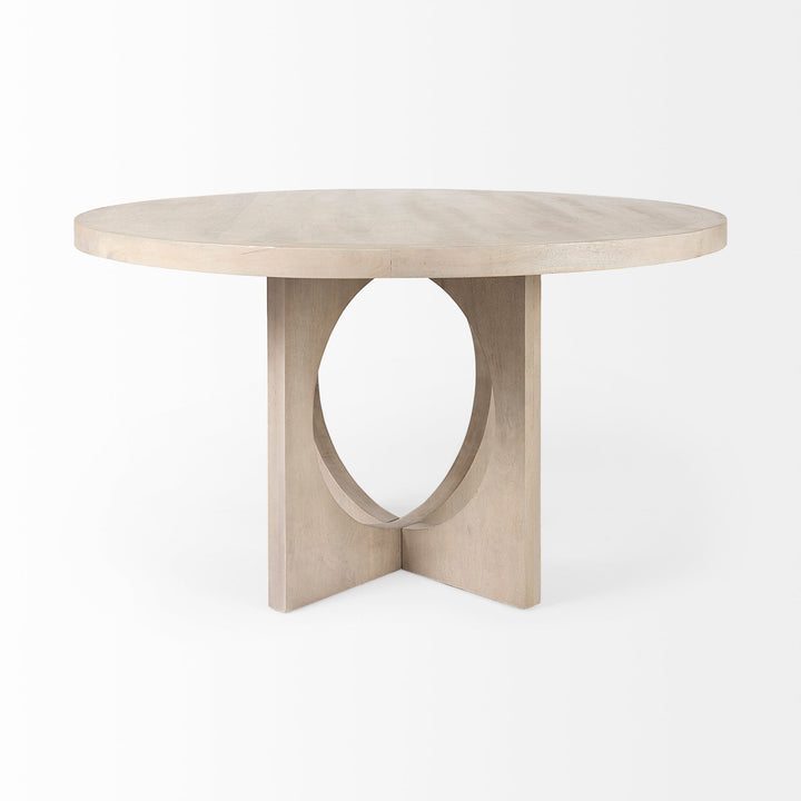 Liesl Barely Gray Finished Wood W/ Circular Top Dining Table Dining Room Mercana
