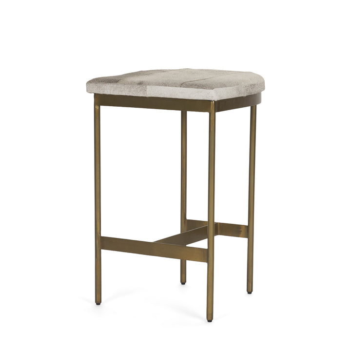 Millie 16.75 X 17.75 X 26.25 Hair-on-hide Seat W/ Gold Metal Frame Counter Stool Dining Room Mercana