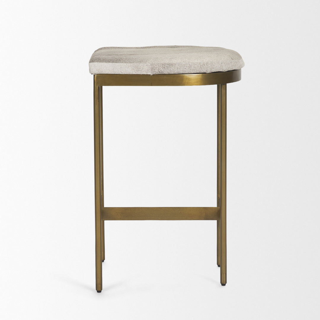 Millie 16.75 X 17.75 X 26.25 Hair-on-hide Seat W/ Gold Metal Frame Counter Stool Dining Room Mercana