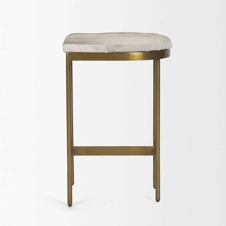 Millie 16.75 X 17.75 X 26.25 Hair-on-hide Seat W/ Gold Metal Frame Counter Stool Dining Room Mercana