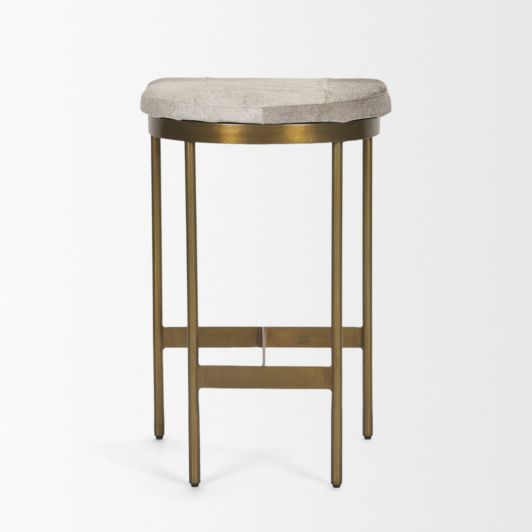 Millie 16.75 X 17.75 X 26.25 Hair-on-hide Seat W/ Gold Metal Frame Counter Stool Dining Room Mercana