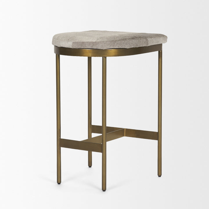 Millie 16.75 X 17.75 X 26.25 Hair-on-hide Seat W/ Gold Metal Frame Counter Stool Dining Room Mercana