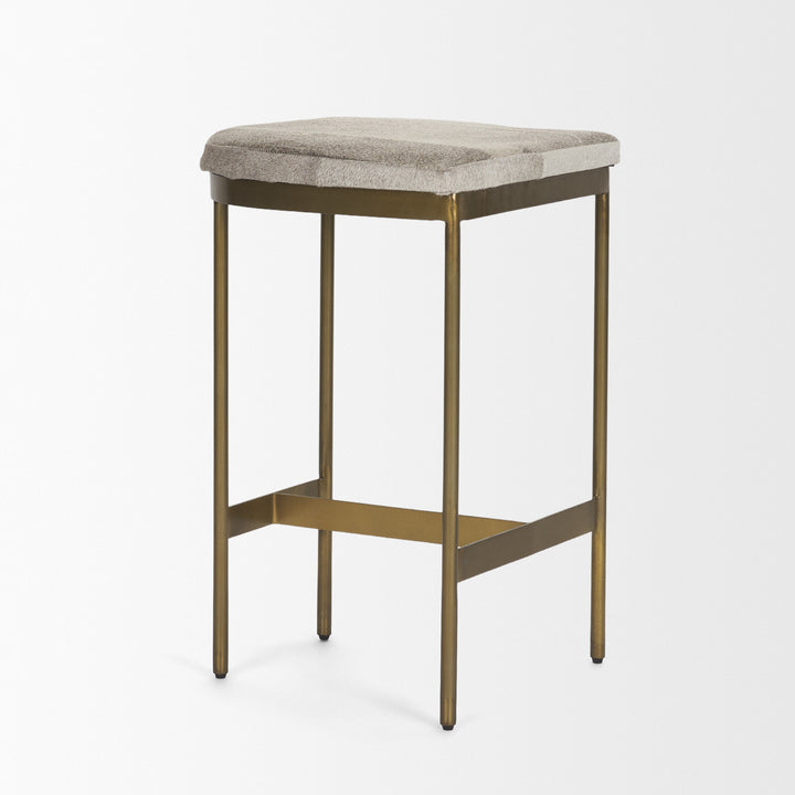 Millie 16.75 X 17.75 X 26.25 Hair-on-hide Seat W/ Gold Metal Frame Counter Stool Dining Room Mercana