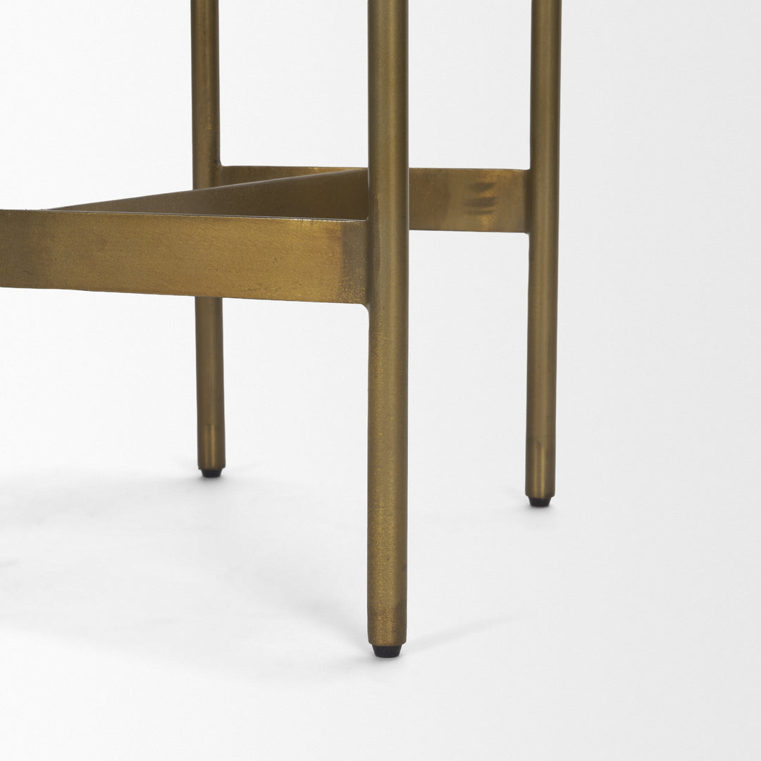 Millie 16.75 X 17.75 X 26.25 Hair-on-hide Seat W/ Gold Metal Frame Counter Stool Dining Room Mercana