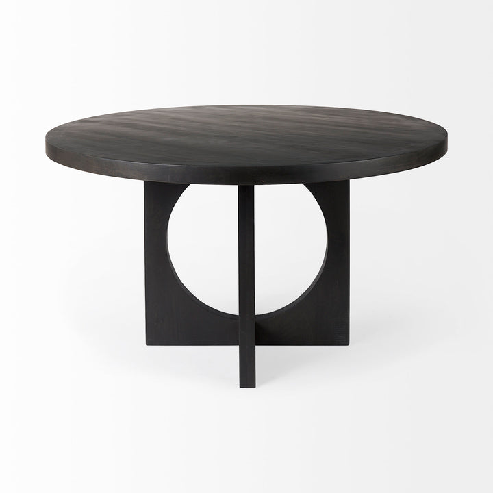 Liesl Black Wood W/ Circular Top Dining Table Dining Room Mercana