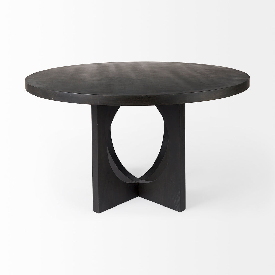 Liesl Black Wood W/ Circular Top Dining Table Dining Room Mercana