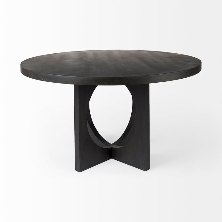 Liesl Black Wood W/ Circular Top Dining Table Dining Room Mercana
