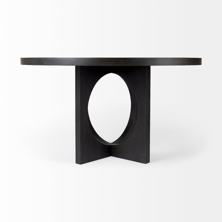 Liesl Black Wood W/ Circular Top Dining Table Dining Room Mercana