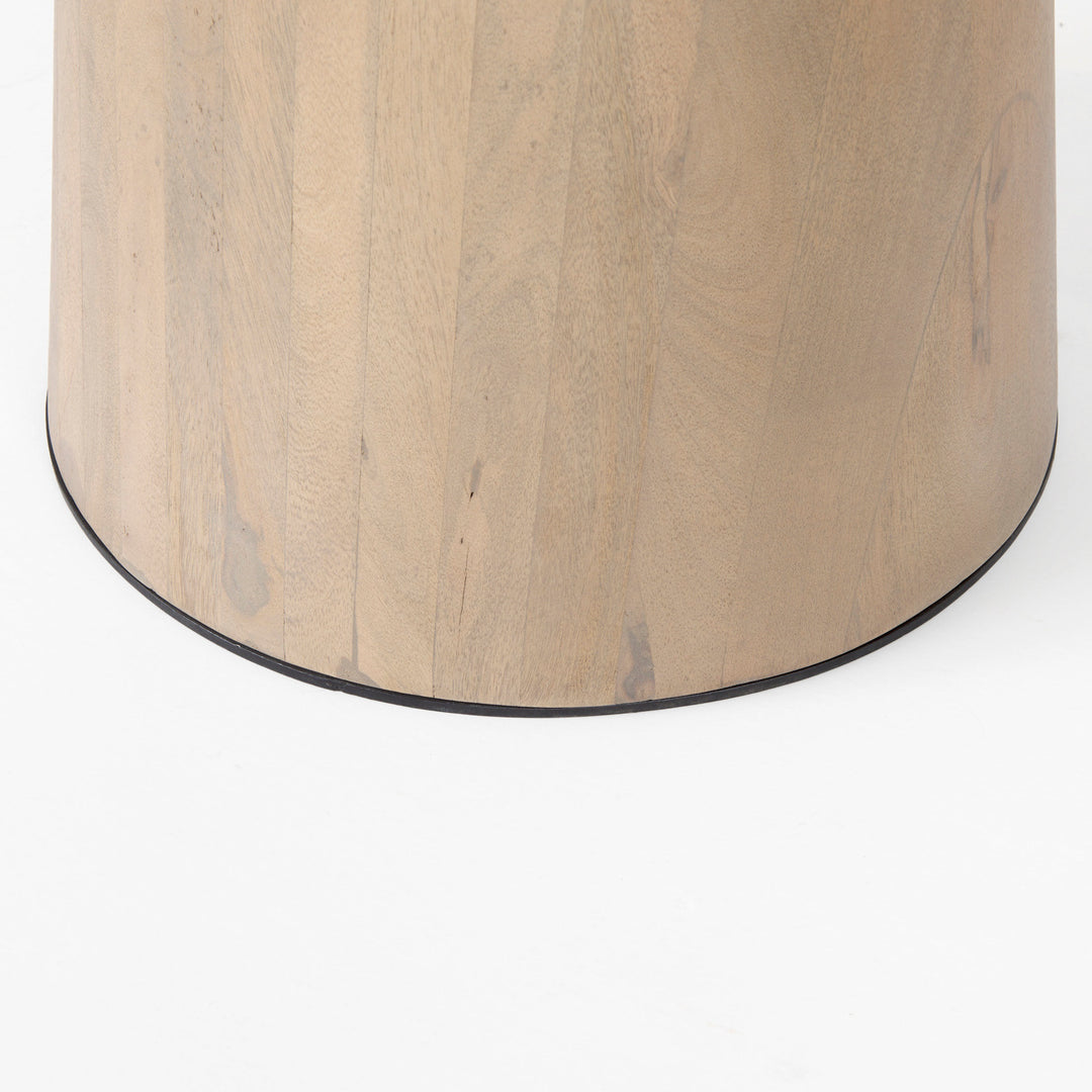 Maxwell White Marble Round Top W/ Black Metal and Wood Pedestal Base Dining Table Dining Room Mercana