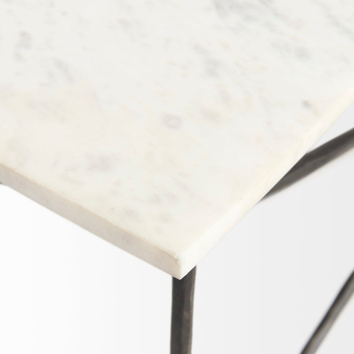 Lorlei I 53.0 X 35.0 X 15.5 White Marble Top W/ X-Shaped Gray Iron Base Coffee Table Living Room Mercana
