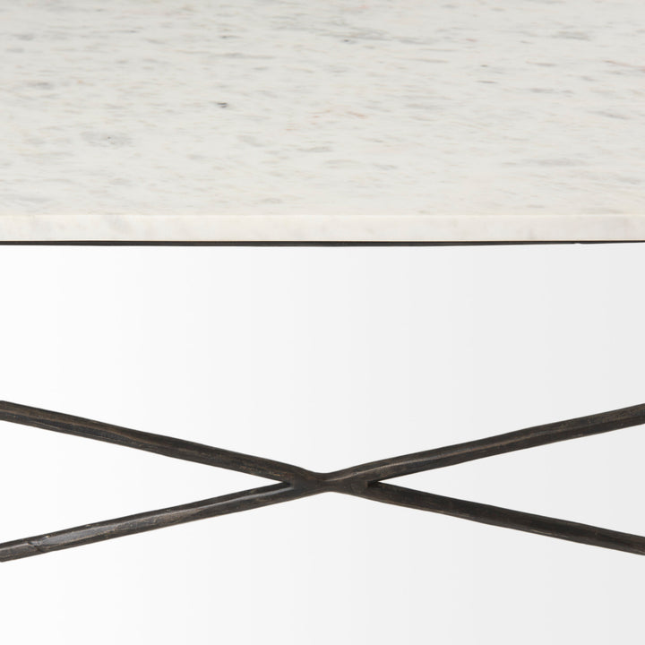 Lorlei I 53.0 X 35.0 X 15.5 White Marble Top W/ X-Shaped Gray Iron Base Coffee Table Living Room Mercana