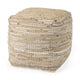 Aalia Beige Leather and Jute Pouf Living Room Mercana #beige