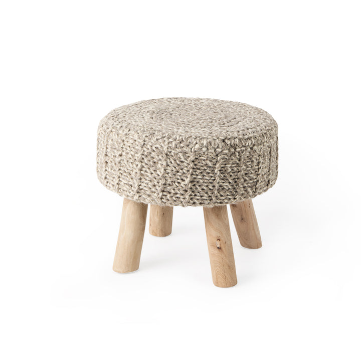 Bina Taupe 4 Legged Wool Stool Living Room Mercana
