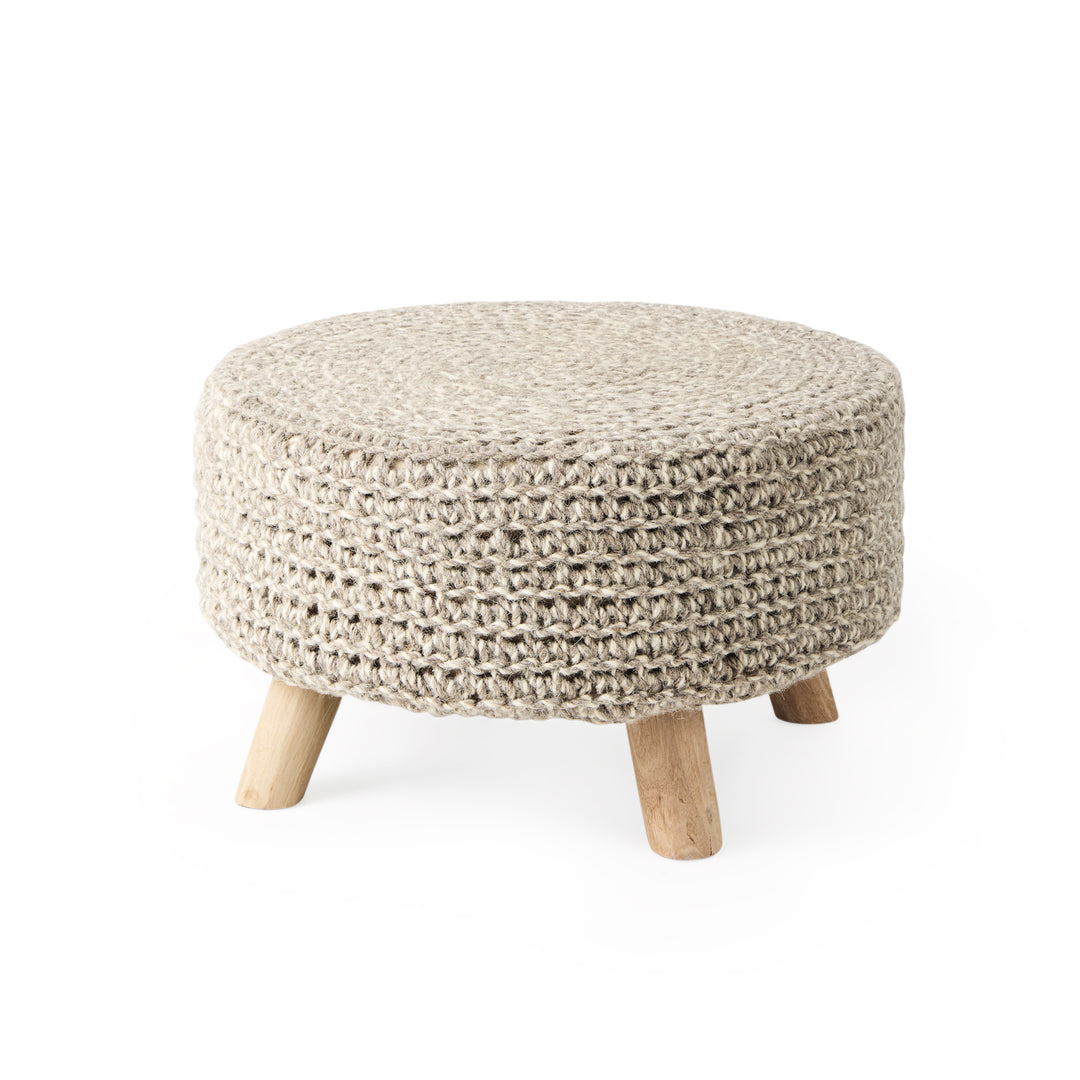 Bina Light Gray 4 Legged Wool Stool Living Room Mercana