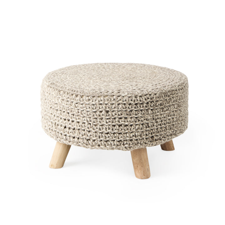 Bina Light Gray 4 Legged Wool Stool Living Room Mercana