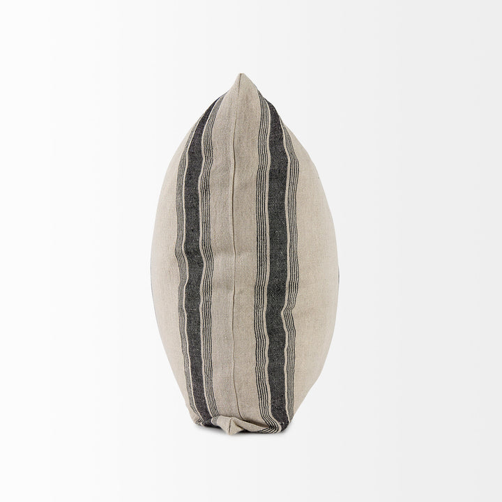 Hattie 20L x 20W Beige and Black Fabric Striped Decorative Pillow Cover Decor Mercana