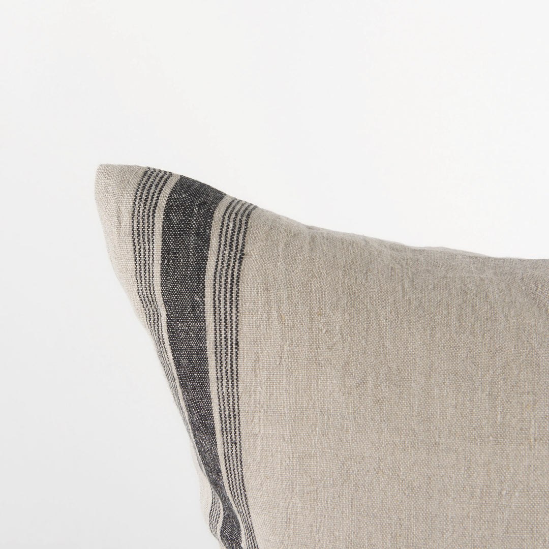 Hattie 20L x 20W Beige and Black Fabric Striped Decorative Pillow Cover Decor Mercana