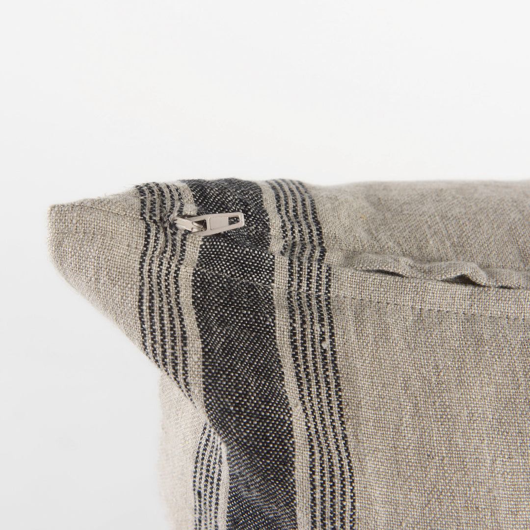 Hattie 20L x 20W Beige and Black Fabric Striped Decorative Pillow Cover Decor Mercana