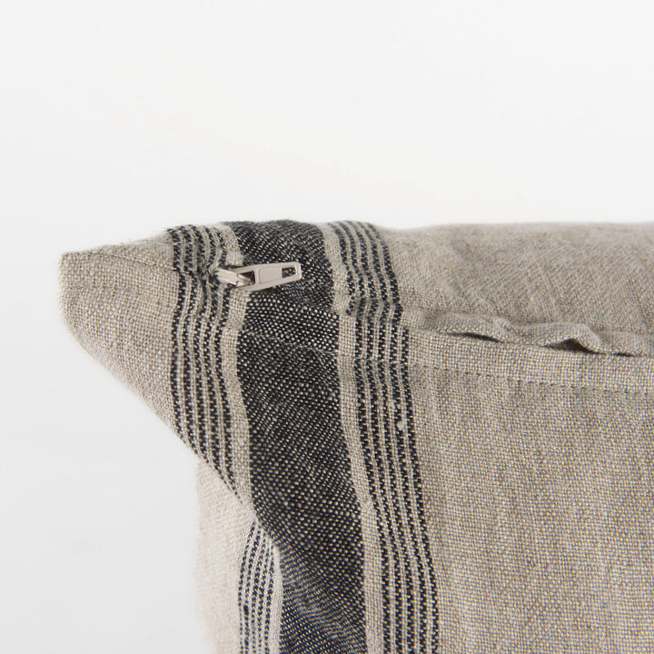Hattie 20L x 20W Beige and Black Fabric Striped Decorative Pillow Cover Decor Mercana
