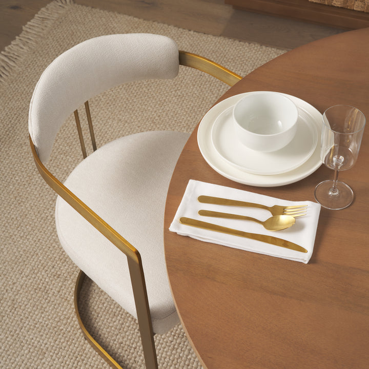 Hollyfield II Cream Fabric Seat W/ Gold Iron Frame Dining Chair Living Room Mercana