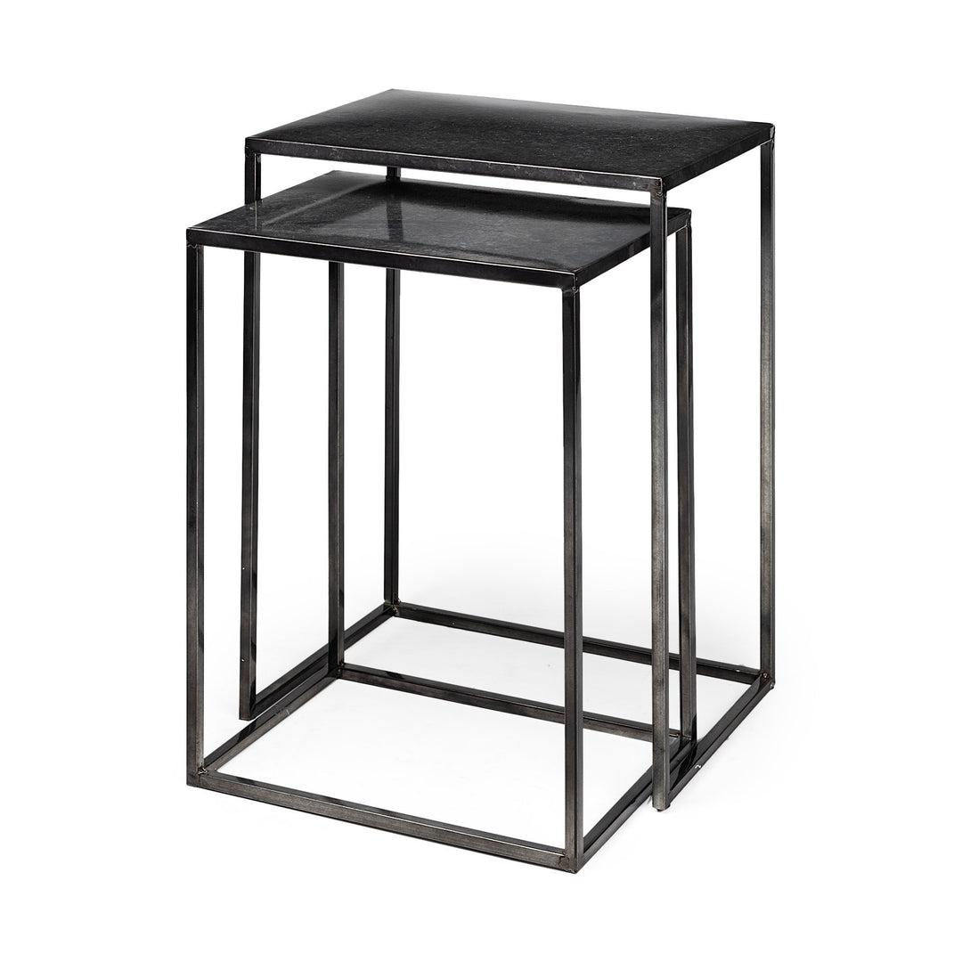 Kasey (Set of 2) Galvanized Metal Nesting Accent Tables Dining Room Mercana