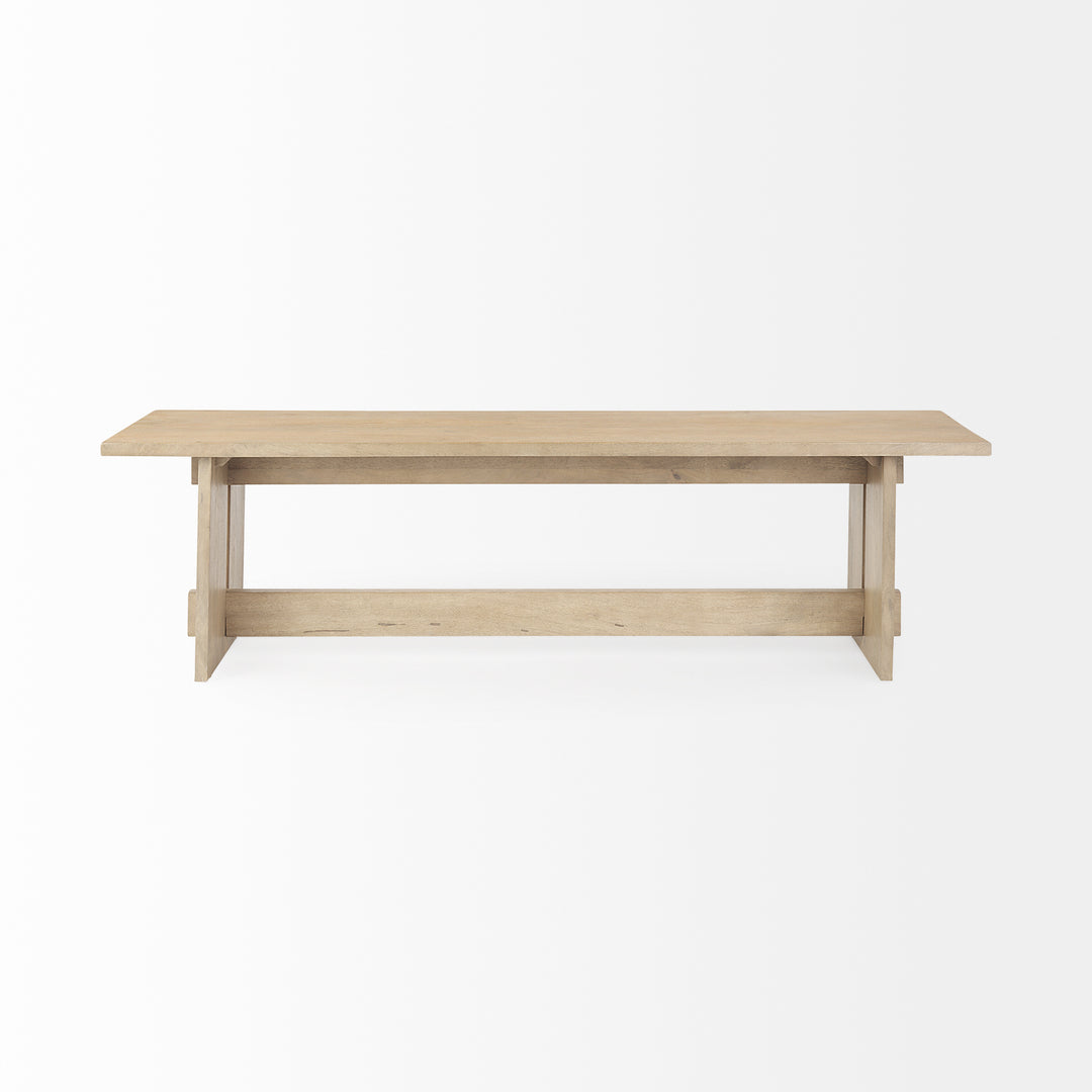Aida 18H Light Brown Wood Dining Bench Dining Room Mercana