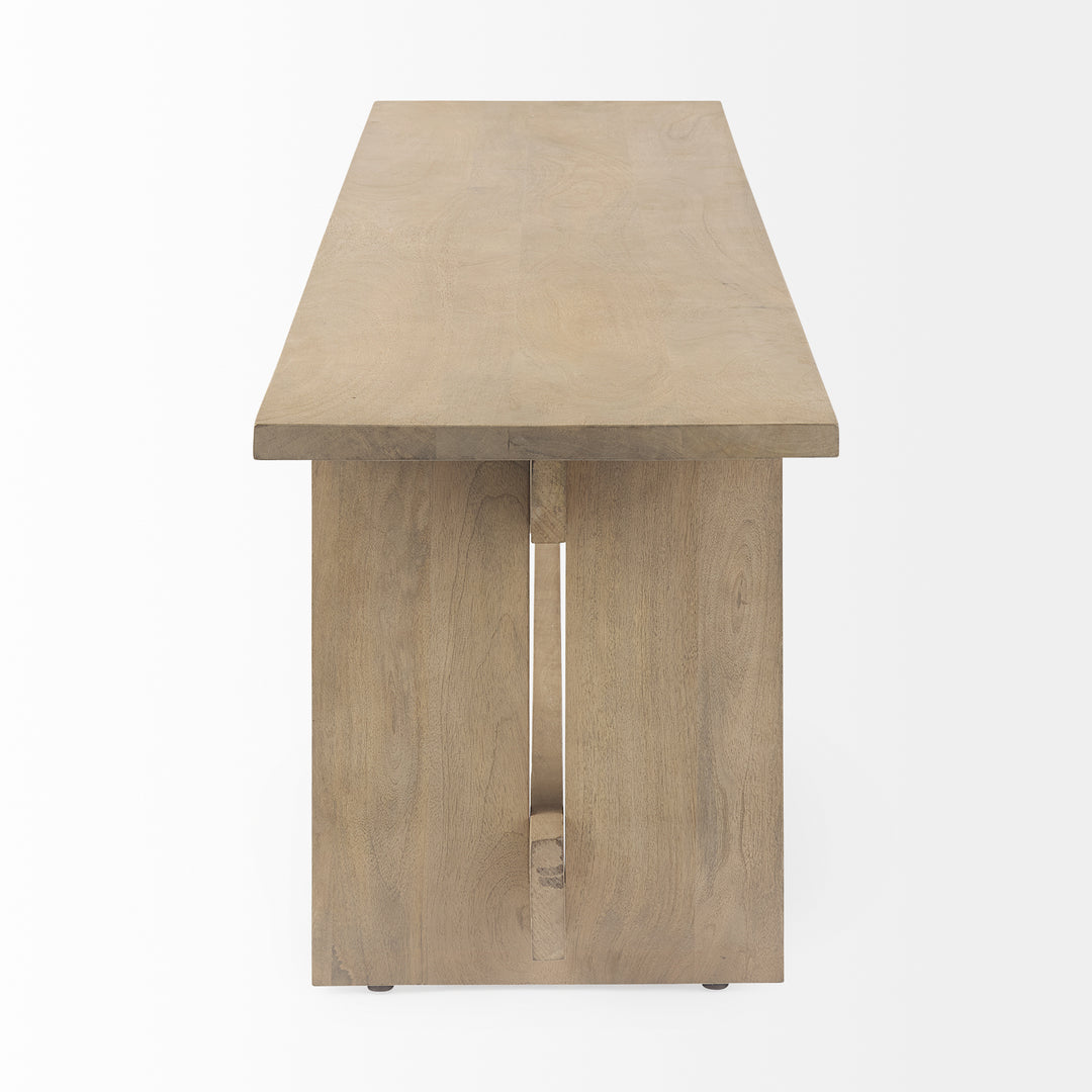Aida 18H Light Brown Wood Dining Bench Dining Room Mercana